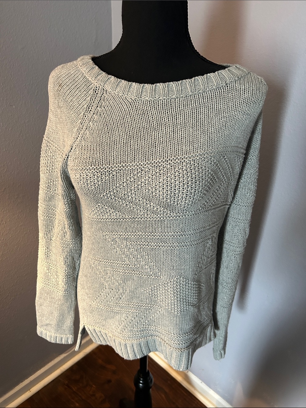 Pink Rose Women Juniors Blue Gray Textured Knit Sweater Size Medium